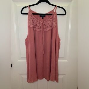 Lane Bryant Rose Lace Detail Women's Sleeveless Top size 26